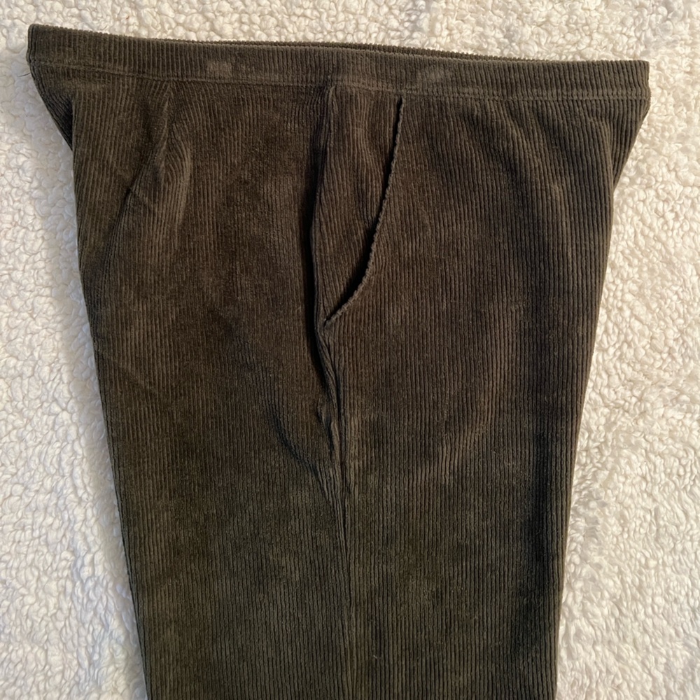 L.L. Bean Women's Dark Green Straight Leg Corduroy Pants Size: Petite Medium - Picture 6 of 9